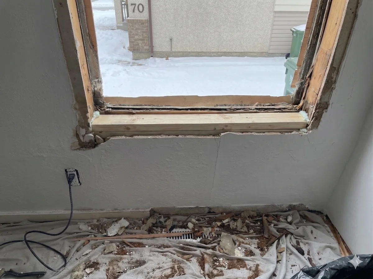 Clean repaired rough opening ready for new window installation