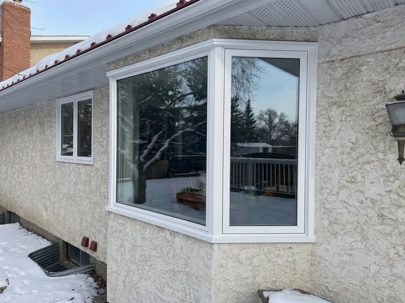 New bay window with white frame