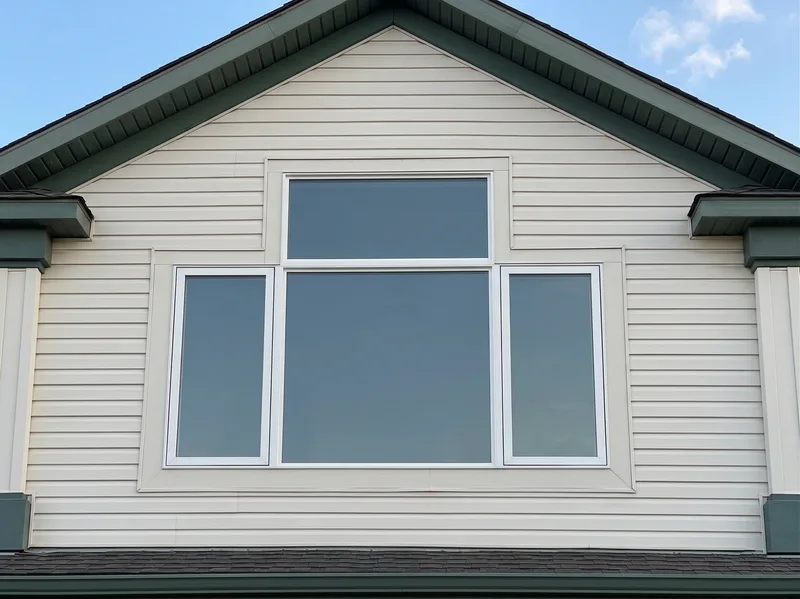 Gable window with clean white frame